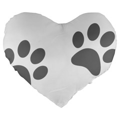 Pets Footprints Large 19  Premium Heart Shape Cushions by Hansue