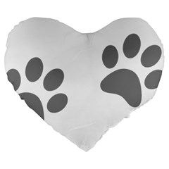 Pets Footprints Large 19  Premium Flano Heart Shape Cushions by Hansue