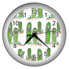 Prickle Plants2 Wall Clock (silver) by ArtByAng