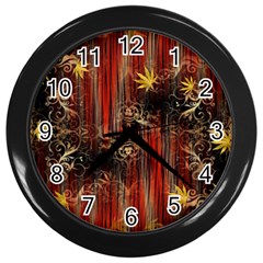 Mary Jane Burgundy Black And Gold Bedsheets  Wall Clock (black) by flipstylezfashionsLLC