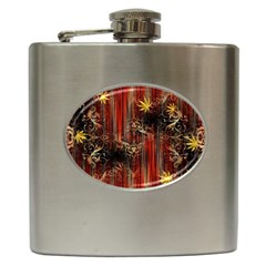 Mary Jane Burgundy Black And Gold Bedsheets  Hip Flask (6 Oz) by flipstylezfashionsLLC