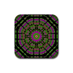 Flowers And More Floral Dancing A Happy Dance Rubber Coaster (Square) 