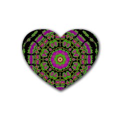 Flowers And More Floral Dancing A Happy Dance Heart Coaster (4 Pack)  by pepitasart