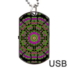 Flowers And More Floral Dancing A Happy Dance Dog Tag USB Flash (One Side)