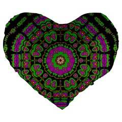 Flowers And More Floral Dancing A Happy Dance Large 19  Premium Heart Shape Cushions by pepitasart