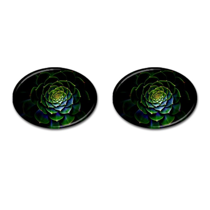 Nature Desktop Flora Color Pattern Cufflinks (Oval)