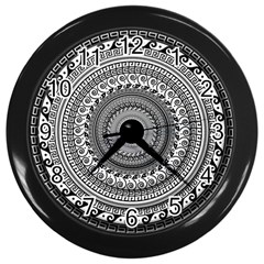 Graphic Design Round Geometric Wall Clock (black) by Nexatart