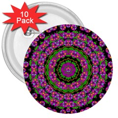 Flowers And More Floral Dancing A Power Peace Dance 3  Buttons (10 Pack)  by pepitasart