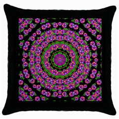 Flowers And More Floral Dancing A Power Peace Dance Throw Pillow Case (black) by pepitasart