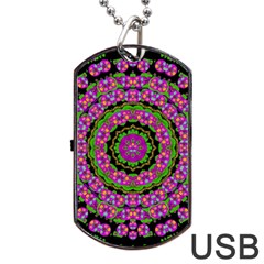 Flowers And More Floral Dancing A Power Peace Dance Dog Tag Usb Flash (one Side) by pepitasart