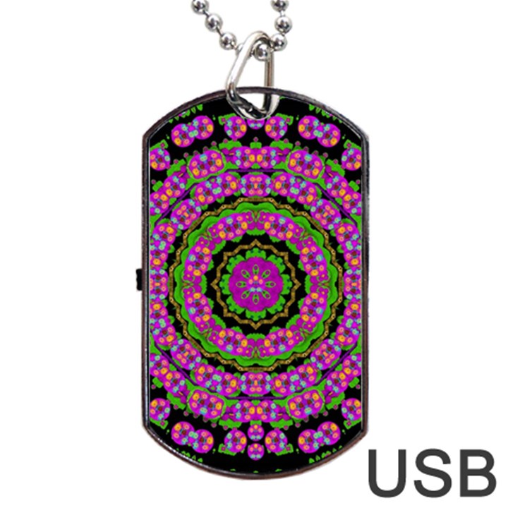 Flowers And More Floral Dancing A Power Peace Dance Dog Tag USB Flash (One Side)