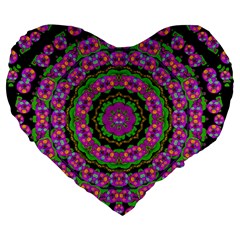 Flowers And More Floral Dancing A Power Peace Dance Large 19  Premium Heart Shape Cushions by pepitasart