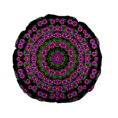 Flowers And More Floral Dancing A Power Peace Dance Standard 15  Premium Flano Round Cushions by pepitasart