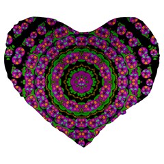 Flowers And More Floral Dancing A Power Peace Dance Large 19  Premium Flano Heart Shape Cushions by pepitasart