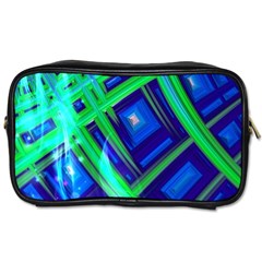 Green Blue Squares Fractal Toiletries Bag (one Side) by bloomingvinedesign