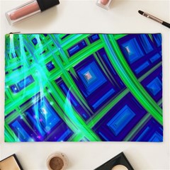 Green Blue Squares Fractal Cosmetic Bag (xxl) by bloomingvinedesign