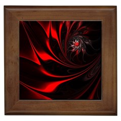 Red Black Abstract Curve Dark Flame Pattern Framed Tiles by Nexatart