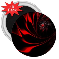 Red Black Abstract Curve Dark Flame Pattern 3  Magnets (10 Pack)  by Nexatart