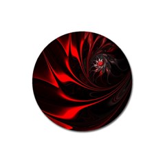 Red Black Abstract Curve Dark Flame Pattern Magnet 3  (round) by Nexatart