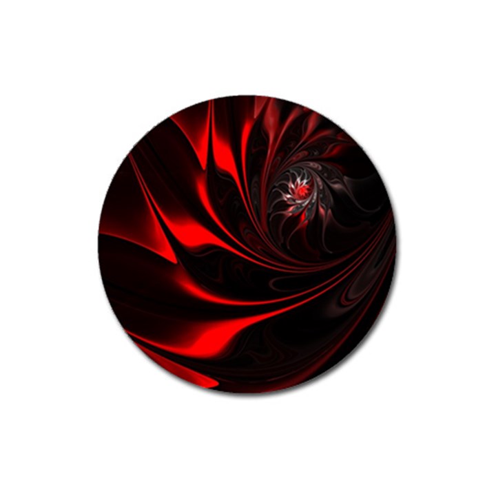 Red Black Abstract Curve Dark Flame Pattern Magnet 3  (Round)