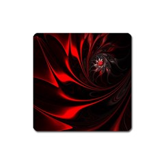 Red Black Abstract Curve Dark Flame Pattern Square Magnet