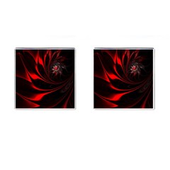 Red Black Abstract Curve Dark Flame Pattern Cufflinks (square) by Nexatart