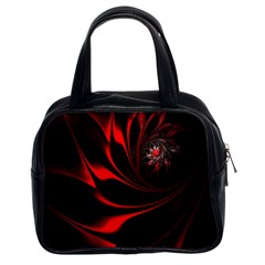 Red Black Abstract Curve Dark Flame Pattern Classic Handbag (two Sides) by Nexatart