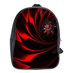 Red Black Abstract Curve Dark Flame Pattern School Bag (large) by Nexatart