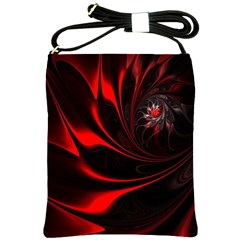 Red Black Abstract Curve Dark Flame Pattern Shoulder Sling Bag by Nexatart