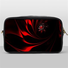 Red Black Abstract Curve Dark Flame Pattern Toiletries Bag (one Side) by Nexatart