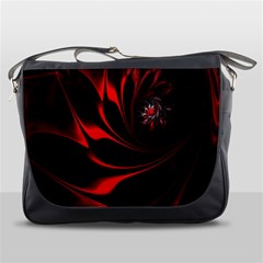 Red Black Abstract Curve Dark Flame Pattern Messenger Bag by Nexatart