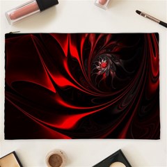 Red Black Abstract Curve Dark Flame Pattern Cosmetic Bag (xxl) by Nexatart