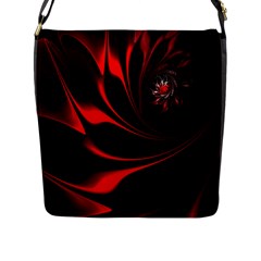 Red Black Abstract Curve Dark Flame Pattern Flap Closure Messenger Bag (l) by Nexatart