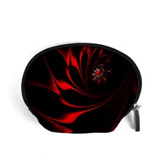 Red Black Abstract Curve Dark Flame Pattern Accessory Pouch (small) by Nexatart