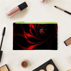 Red Black Abstract Curve Dark Flame Pattern Cosmetic Bag (xs) by Nexatart