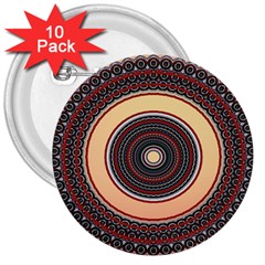 Ornamental Shape Concentric Round 3  Buttons (10 Pack)  by Nexatart