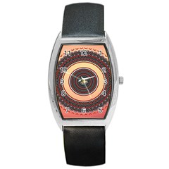 Ornamental Shape Concentric Round Barrel Style Metal Watch by Nexatart