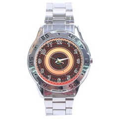 Ornamental Shape Concentric Round Stainless Steel Analogue Watch by Nexatart