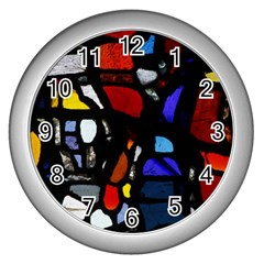 Art Bright Lead Glass Pattern Wall Clock (silver) by Nexatart