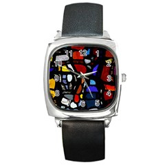 Art Bright Lead Glass Pattern Square Metal Watch by Nexatart