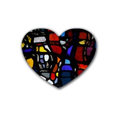 Art Bright Lead Glass Pattern Rubber Coaster (heart)  by Nexatart