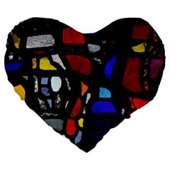 Art Bright Lead Glass Pattern Large 19  Premium Heart Shape Cushions by Nexatart