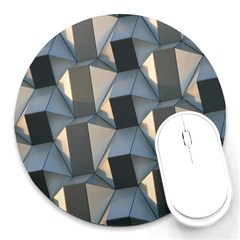 3d Pattern Texture Form Background Round Mousepads by Nexatart