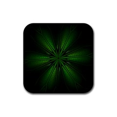 Green Fractal Art Artistic Pattern Rubber Coaster (square)  by Nexatart