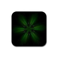 Green Fractal Art Artistic Pattern Rubber Square Coaster (4 Pack)  by Nexatart