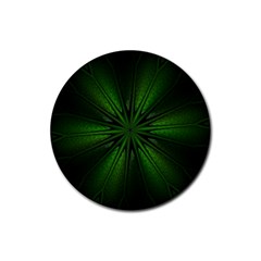 Green Fractal Art Artistic Pattern Rubber Coaster (round)  by Nexatart