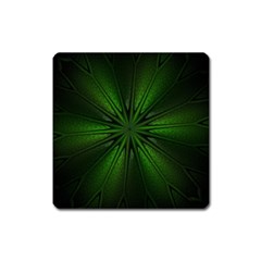 Green Fractal Art Artistic Pattern Square Magnet