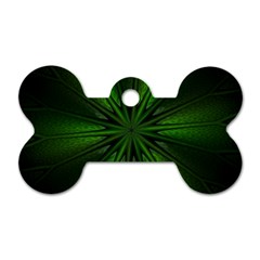 Green Fractal Art Artistic Pattern Dog Tag Bone (one Side) by Nexatart