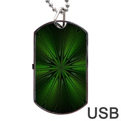 Green Fractal Art Artistic Pattern Dog Tag Usb Flash (one Side) by Nexatart