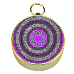 Round Pattern Ethnic Design Gold Compasses by Nexatart